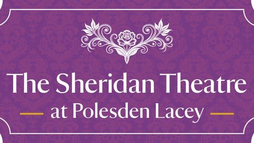 A logo showing a purple theatre ticket design with 'The Sheridan Theatre at Polesden Lacey written on it in white text